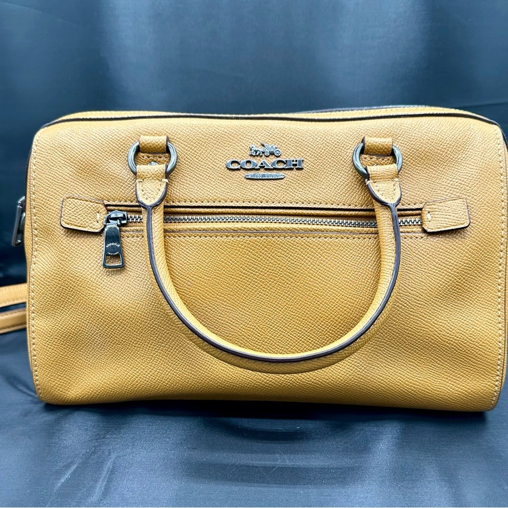 Coach Mustard Color Shoulder Bag with Pebbled Texture